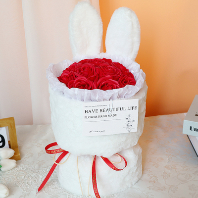 Beli Rangkaian bunga Festival Qixi, hadiah Hari Ibu, telinga kelinci lucu, bunga buatan, sabun, produk jadi buket bunga online manufacture