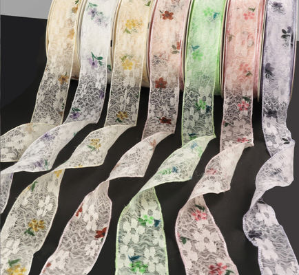 Beli Hijau 2.5cm/10m Ribbon Lace Bahan Bunga untuk Qixi Hari Valentine Kecantikan Gauze Bouquet pembuatan online