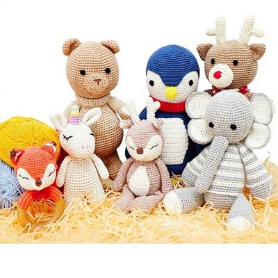 Beli Boneka Rajutan Rajutan Buatan Tangan Lucu Hewan Mainan Hadiah Bayi Kain Katun Jadi dengan Isi Katun PP 31-50Cm pembuatan online