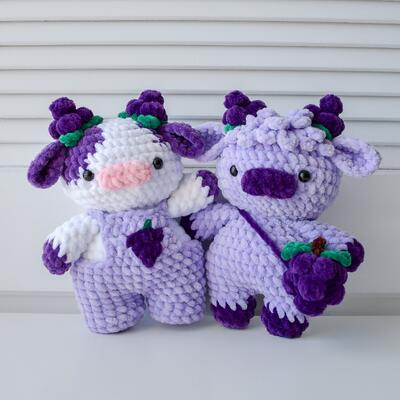 Beli Custom Pink Plushie Cow Toys Strawberry Cow Amigurumi Boneka Crochet dengan Plush Animal mainan hewan yang diisi pembuatan online