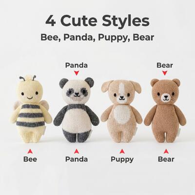 Beli Mainan Hewan Rajutan Tangan - 4 Gaya Lucu Beruang Anak Anjing Panda Lebah - Mewah Rajutan Lembut yang Menggemaskan untuk Bayi Baru Lahir pembuatan online