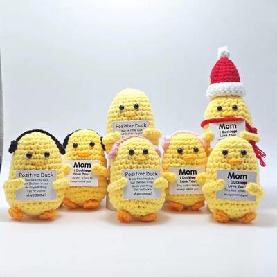 Beli Lucu Crochet Kawaii Dipenuhi Emosi Positif Bebek Plush Mainan Lucu Dipakai Positif Bebek Crochet Boneka Tas Pendant Hadiah pembuatan online