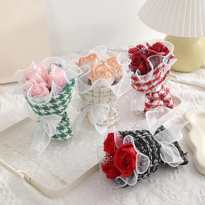 Beli Hari Valentine Hadiah 3pcs Sabun Bunga Buket Bunga Kertas Dingin buatan Hadiah untuk Wanita Gadis pembuatan online