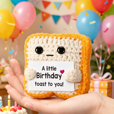 Beli Handmade Crochet Knitted Bread Toast Plush Toy Mini Doll dengan Positif Kartu Dorongan untuk Ulang Tahun Party Favorit Hadiah pembuatan online