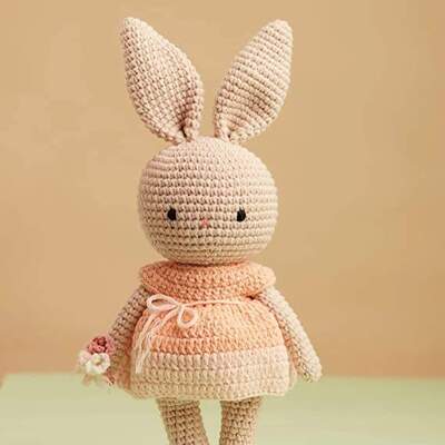 Beli Pabrik Grosir Bunga Pink Gadis Merekat Boneka Crochet Easter Bunny Kelinci Plush Diisi Toy Hewan Dibuat dari Polyester PP Katun pembuatan online