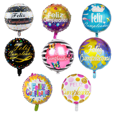 Harga yang bagus Spanyol Selamat Ulang Tahun Balon Film Aluminium Heksagonal Bulat 18 Inch on line