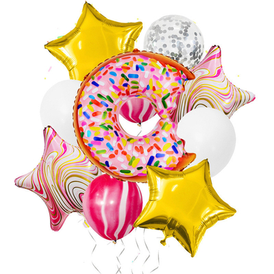 Harga yang bagus Kartun Donat Pentagram Aluminium Foil Balon untuk Dekorasi Pesta Ulang Tahun on line