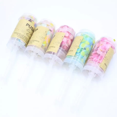 Harga yang bagus Grosir Genggam Confetti Kembang Api Popper Push Pop Popper Confetti Meriam untuk Pesta Bujangan Confetti Pernikahan on line