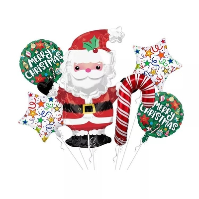 Harga yang bagus Grosir Baru Natal Permen Tongkat Balon Aluminium Foil Balon Santa Claus Balon Set Untuk Perlengkapan Dekorasi on line