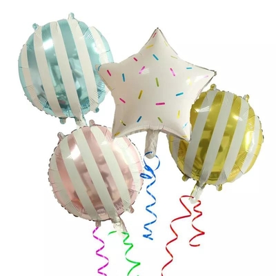 Harga yang bagus Pola Garis Bulat Balon Helium Mylar Foil 18 inci untuk Dekorasi Pesta Tik Tok on line