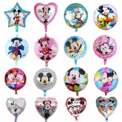 Harga yang bagus Karakter Kartun Bintang Bulat Hati Minnie Mickey Anak-anak Balon Foil Tiup 18 Inci on line
