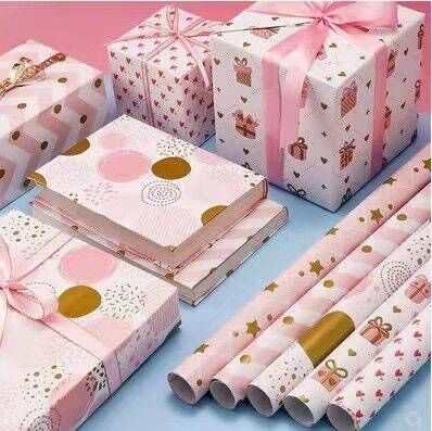 Harga yang bagus Gulungan Kertas Pembungkus Kado Putih 80gsm Digital Dicetak 50cm * 70cm on line