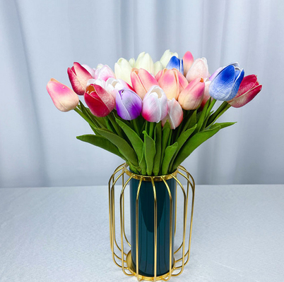 Harga yang bagus Indoor Faux Single Branch Pvc Perasaan Lembut Plastik Bunga Tulip Sentuhan Nyata Buatan on line