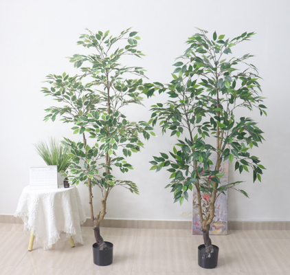 Harga yang bagus Bonsai Cabang Palsu Banyan Microcarpa Daun Hijau Pohon Ficus Buatan Plastik Luar Ruangan on line