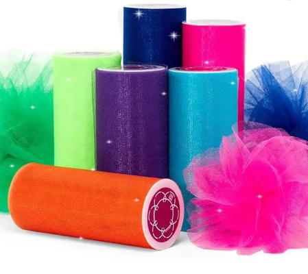 Harga yang bagus Shine Glitter nilon kain tulle roll disesuaikan tulle rolls on line