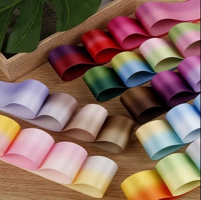 Harga yang bagus Dua Tone Polyester-Kotton Print Satin Ribbon Hair Bow Bahan Aksesoris Hadiah Bungkus Bunga on line