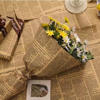 Harga yang bagus Waterproof Bunga Buket Wrapping Paper Kraft Paper Newspaper Desain Banyak Warna 50g on line