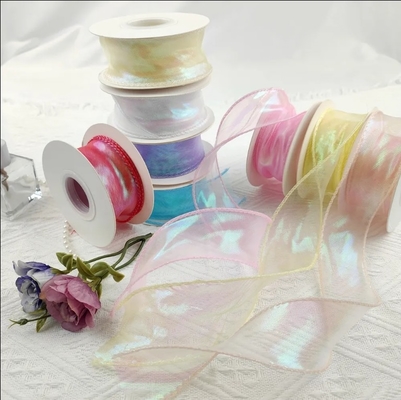 Harga yang bagus Custom Solid Color Sheer Chiffon Pink Silk Organza Blank Ribbon Untuk Hadiah Pernikahan Bunga Bungkus Dekorasi on line