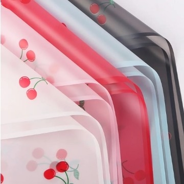 56*56cm Cherry Matte Waterproof Floral Wrapping Paper dengan Desain Translucent Korea