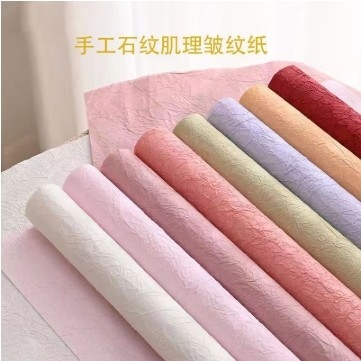 Harga yang bagus Handmade Stone Pattern Flower Wrapping Paper Texture Lining Paper Pleated DIY Flower Paper Buket Pengemasan 56*56cm on line