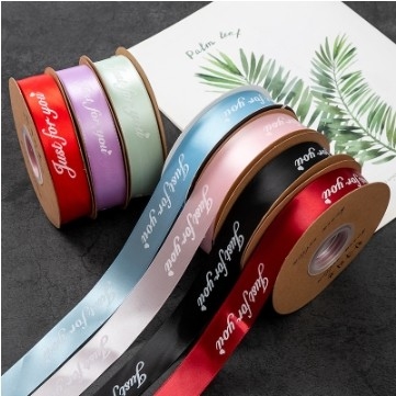 Harga yang bagus Sesuaikan 10mm Dekorasi Hadiah Bunganya Kemasan Pita Kue Cetak Huruf Inggris Bouquet Polyester Ribbon on line