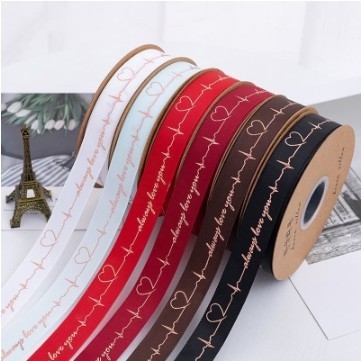 Harga yang bagus 25 mm Sesuaikan Ribbon Benang Berstempel Emas Yang Menyenangkan Dekorasi yang Sempurna untuk Hari Ibu dan Hari Valentine on line