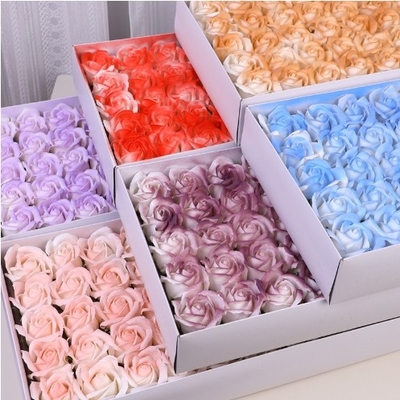 Harga yang bagus Spray Color Gradient Rose Crushed Ice Blue Plum Jam Rose Soap Flower Bouquet Head Grosir Tiga Lapisan Air Splash Hadiah Hari Valentine on line
