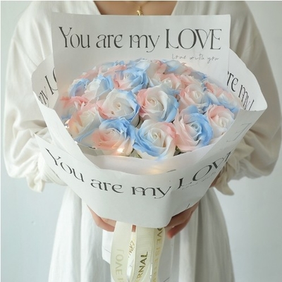 Harga yang bagus hadiah hari valentine hancur es biru mawar sabun bunga karangan bunga untuk pacar bestie kehidupan abadi bunga ulang tahun on line