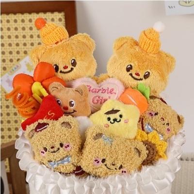 Harga yang bagus Cute Butter Bear Bouquet Toys Dipenuhi Kartun Boneka Kecil Hadiah Bouquet Untuk Pacar on line