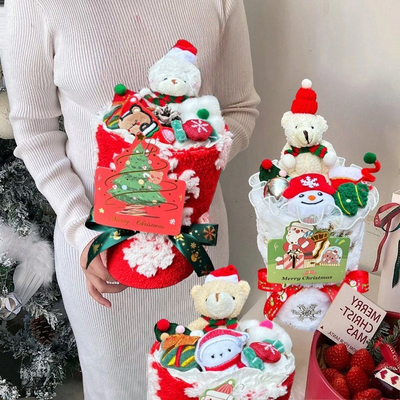 Harga yang bagus Christmas Plush Doll Bouquet Creative Snowman Gift Set untuk Pacar untuk Malam Natal & Dekorasi on line
