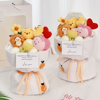 Harga yang bagus Hadiah Hari Anak Unik Bunga Boneka Mewah dengan Beruang Kecil yang Cantik dan Berbagai Bunga on line