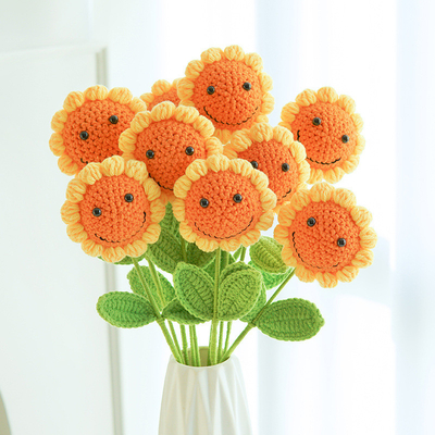 Harga yang bagus 10x43cm Handmade Sunflower dengan wajah tersenyum Berbagai Sunflower Hari Guru Bunga buatan Hadiah on line