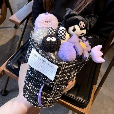 Harga yang bagus Halloween Gift Doll Bouquet Kuromi Finished Plush Doll Pumpkin Head Cartoon Bouquet Hadiah Ulang Tahun untuk Pacar on line