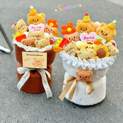 Harga yang bagus Hadiah Hari Ibu Unik Butter Bear Plush Boneka Buket dalam Berbagai Warna untuk Wanita Kekasih on line