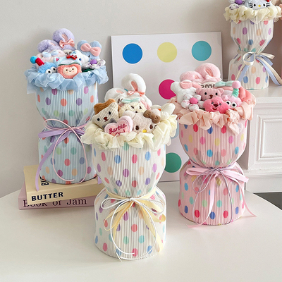 Harga yang bagus Plush dan Cantik Dopamin Dot Kain Selesai Buket Sabun Bunga Mawar Hadiah Hari Valentine untuk Pacar on line