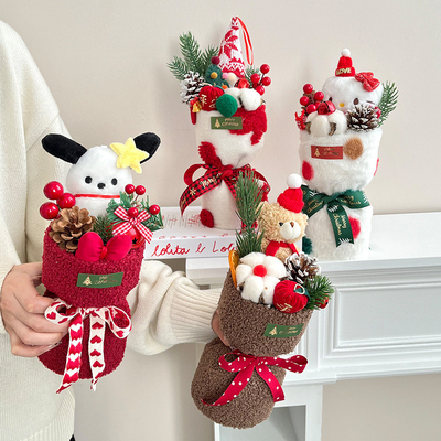 Harga yang bagus Karikatur Natal Boneka Plush Buket Produk Selesai Hadiah Malam Natal Hadiah Ulang Tahun untuk Pacar on line