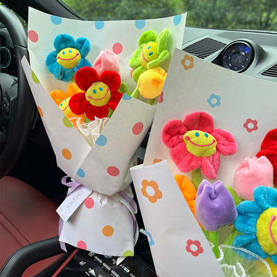 Harga yang bagus 20x35cm Selesai Dopamin Buket Kreatif Kartun Buket Bunga buatan Berwarna Berbagai untuk Pacar Hadiah Ulang Tahun on line