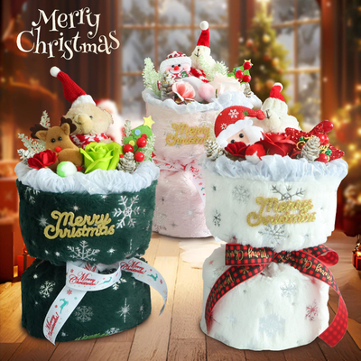Harga yang bagus Buket Natal Boneka Plush Bunga kering dan warna ganda untuk hari spesial pacar on line