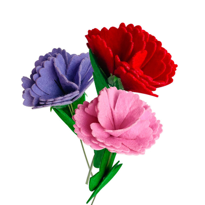 Harga yang bagus Hari Ibu Felt Bunga Kerajinan Kit Carnation Buket untuk Anak Preschool Hadiah Berbagai Carnation on line