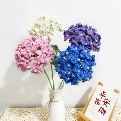 Harga yang bagus 9x45cm Handmade Crochet Hortensia Bouquet Fux Floral Dekorasi untuk Hadiah Pernikahan on line