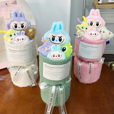 Harga yang bagus 15x30cm Hari Valentine Labubu Plush Boneka Buket Boneka Hadiah untuk Pacar dan Sahabat Terbaik Ulang Tahun Hadiah Variety Boneka on line