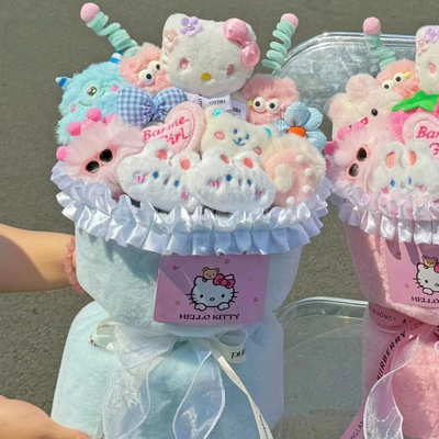 Harga yang bagus Melody dan Kiityt Cat Plush Doll Bouquet Ulang Tahun dan Qixi Festival Hadiah untuk Gadis, Teman Terbaik dan Teman Wanita Hadiah Kreatif on line