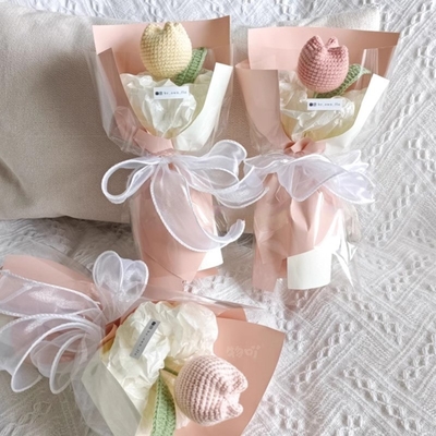 Harga yang bagus Tulip dirajut Bunga kecil Buket bunga bunga matahari Bunga wol Produk jadi Perusahaan Pengadaan Pembinaan Tim Hadiah on line