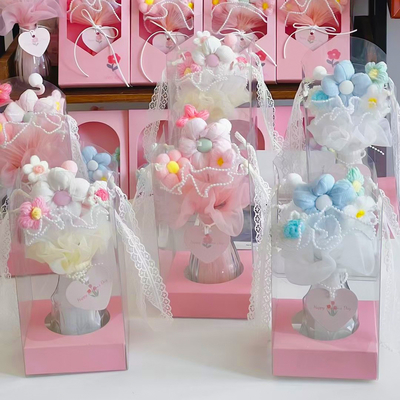 Harga yang bagus Bunga dirajut tangan Hadiah Hari Ibu yang sempurna untuk Ibu Kain Bunga buatan Buket Pelukan Ember Dekorasi Souvenir on line
