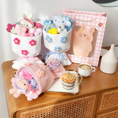 Harga yang bagus Bunga dan Kelinci Plush mainan kelulusan karangan bunga sempurna Qixi Hari Valentine Gift Set on line