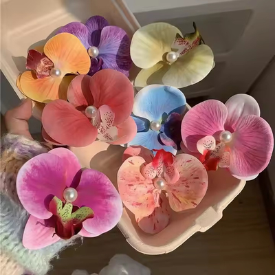 Harga yang bagus Jual Hot Artificial Floral Orchid Hairpins Clip Bunga Rambut Pantai Liburan Aksesoris Rambut on line