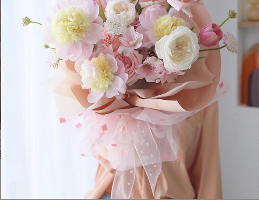 Harga yang bagus Selimut kasa bayangan bunga, bahan dekorasi bunga kapas gelembung, dasi buket, kemasan hadiah, pita polka titik pita, penggunaan toko bunga on line
