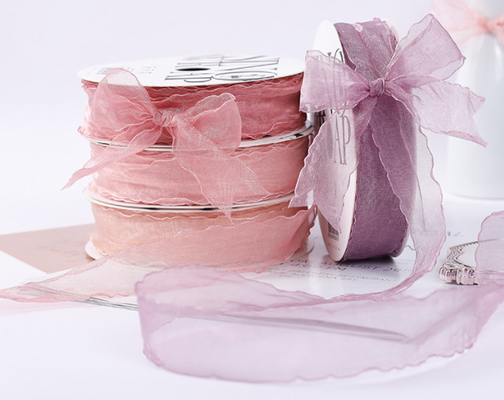 Harga yang bagus Pakaian bunga, sabuk kasa super manis, warna padat, kasa salju bergelombang, pita sutra bordir, bunga segar, hadiah, busur, produsen, grosir spot on line