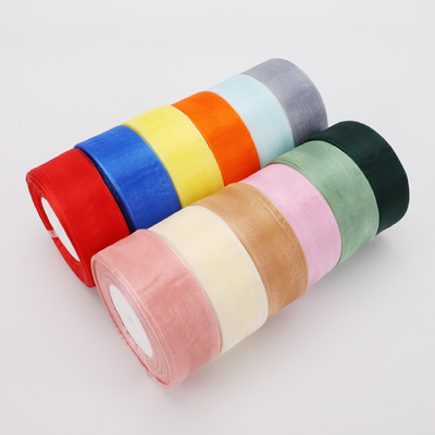 Harga yang bagus Pita chiffon gaya Korea, pita chiffon warna padat, kotak hadiah kue, kemasan bunga, pita dekoratif, dasi busur, dasi pita on line