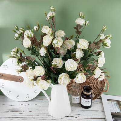 Harga yang bagus Bunga buatan multi-head rose dekorasi rumah pernikahan bunga buatan on line